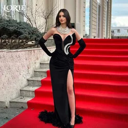 LORIE Black Red Carpet Formal Evening Dress Elegant Backless Bodycon Mermaid Prom Dresses Velvet Sweetheat Celebrity Party Gowns