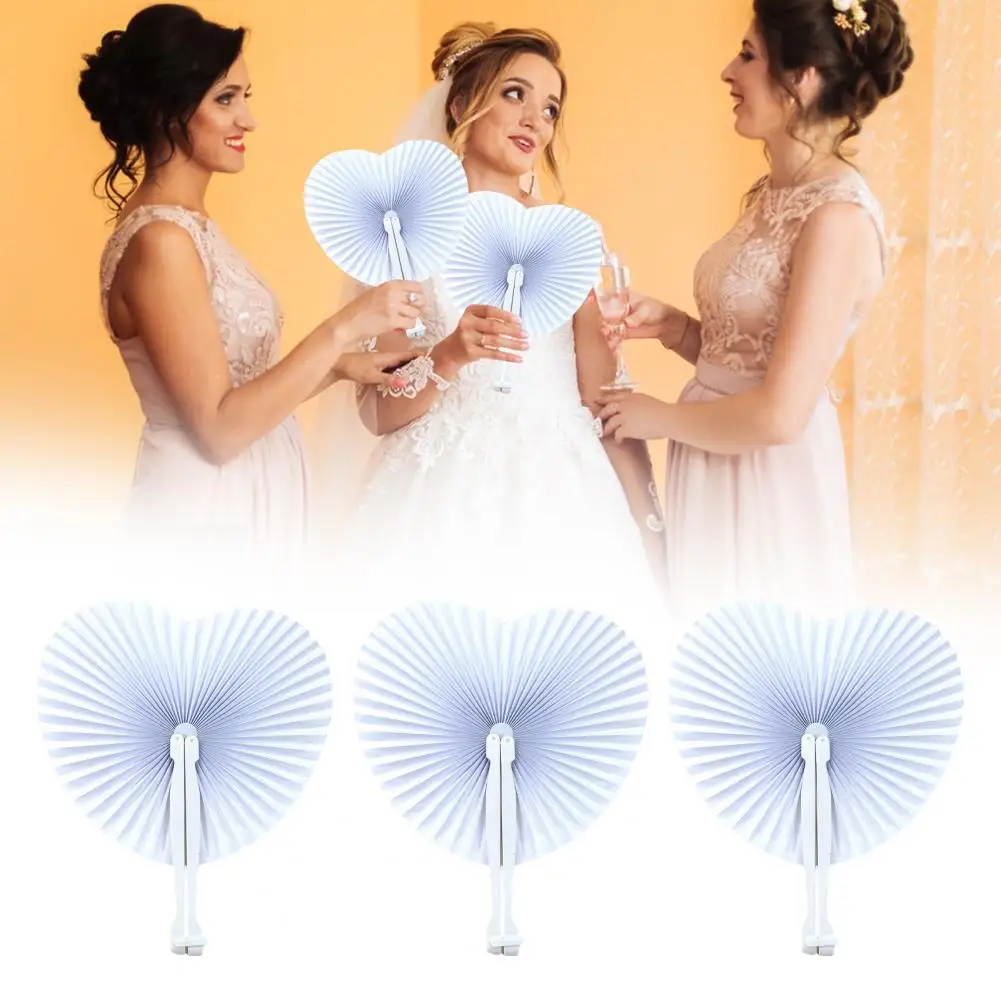Diy Paper Fan Set of 5 Love Heart Folding Fans Diy White Paper Portable Hand Held Fans for Summer Dance Performances Photo Props