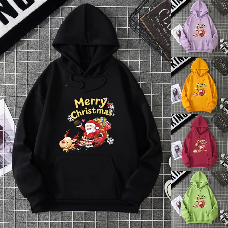 

2025 Рождественский Санта-Клаус в канун Тиждень лося с принтом, молодежная толстовка с капюшоном для мальчиков и девочек, повседневные топы в студенческом стиле