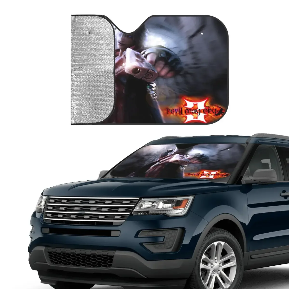 D-Devil May Cry DMC Game Novelty Sunshade Windscreen 70x130cm Cartoon Foils Sun Visor Heat Reflector