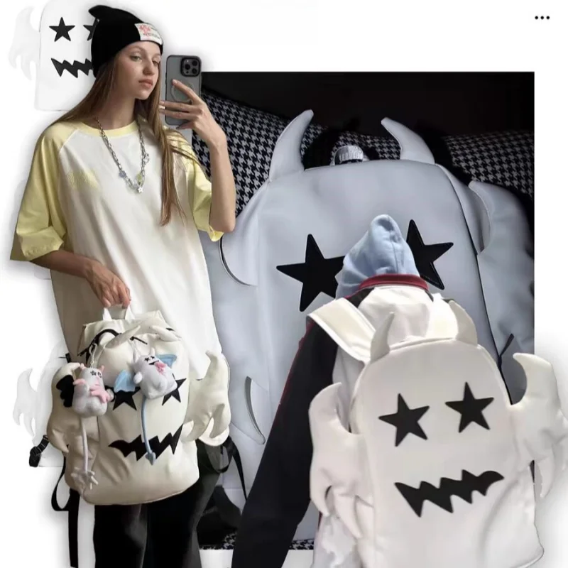 Cartoon Halloween Style Ghost High Capacity  Backpack Fashion Trend Student Couple Contrast Color Collocation Holiday Gift