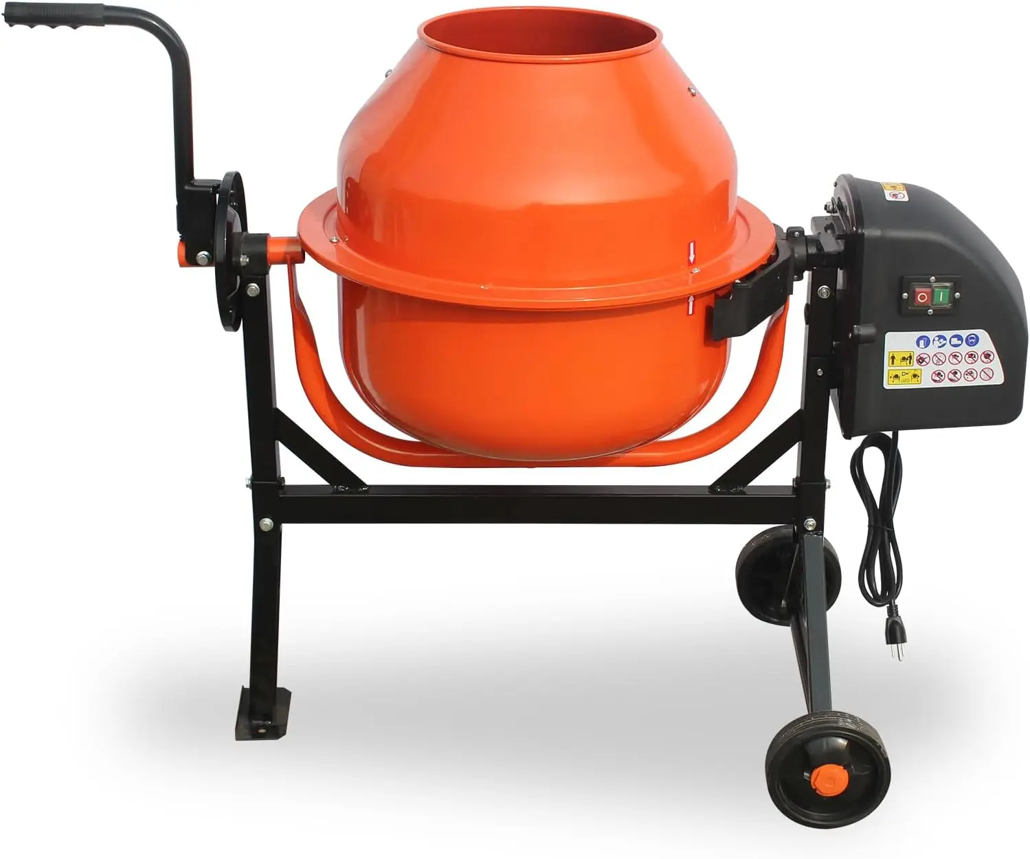 Concrete Mixer Machine, 3 Cu. Ft. Electric Cement Mixer with Wheels and Stand, Portable Mixing Tools for Mud, Stucco, Mortar