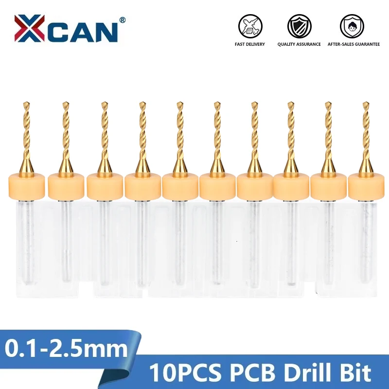 

XCAN 10 шт. 0,3-2,0 мм мини-набор сверл для печатной платы, твердосплавные сверла с ЧПУ, 1/8 дюйма, инструмент для сверления металла с хвостовиком