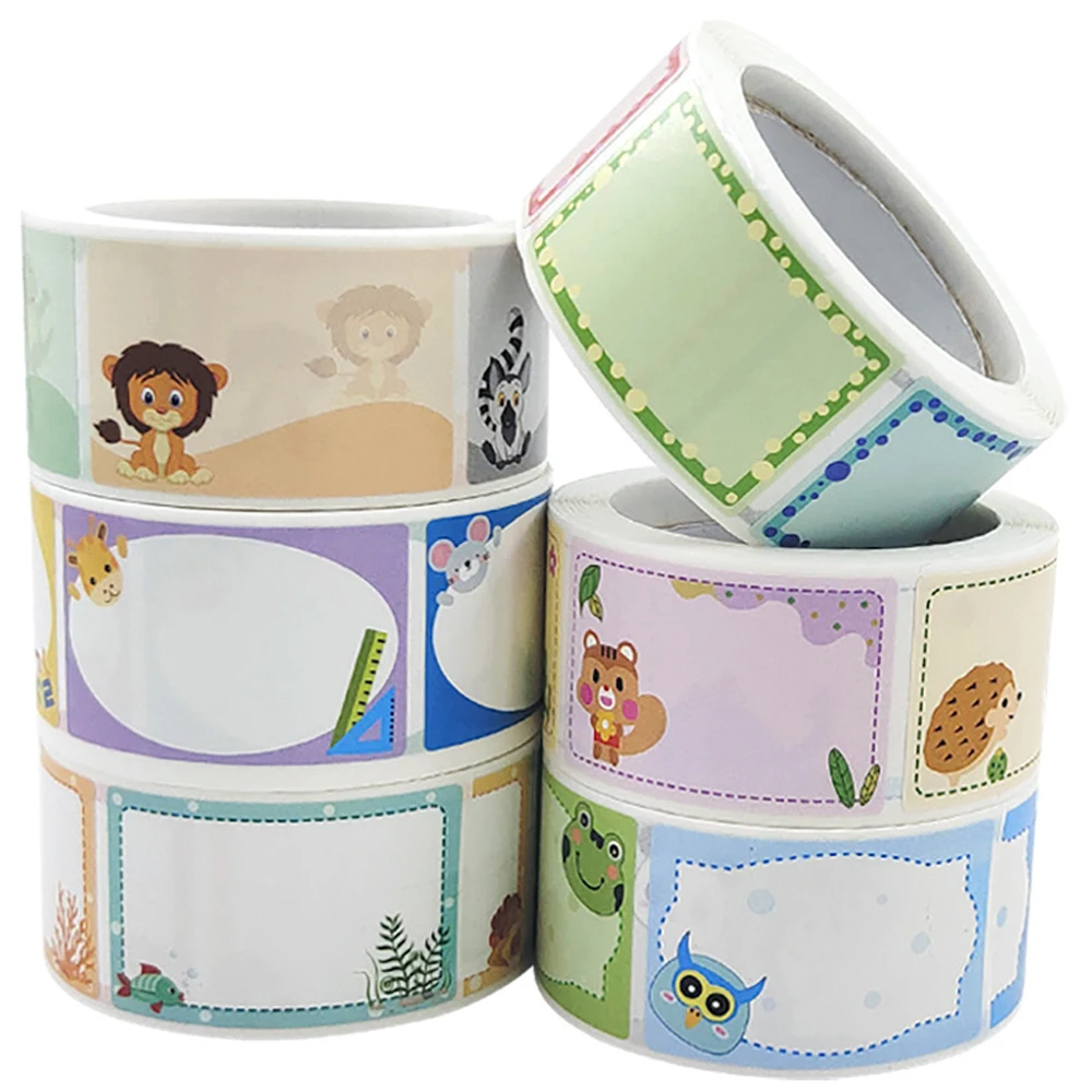 200pcs/roll Cute Cartoon Name Stickers 2.5x4cm Blank Writable Labels for School Kids Classification Marking Stationery Sticker