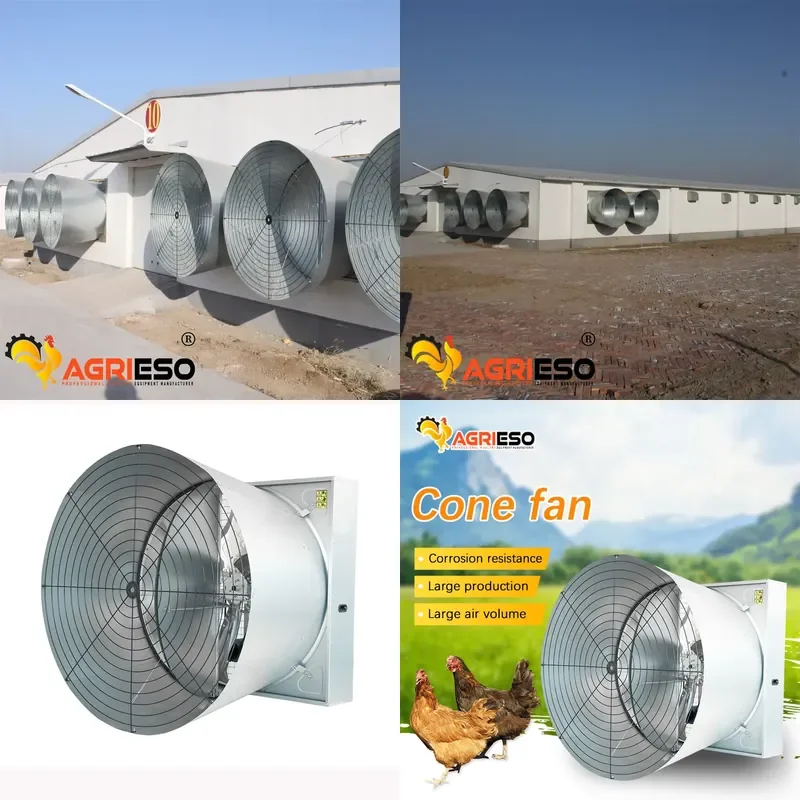 

【CHIMU HOME】 Agrieso Air Circulation Pad and Fan Greenhouse 50 Inch Chicken Farm Butterfly Cone Ventilation Cooling Fans