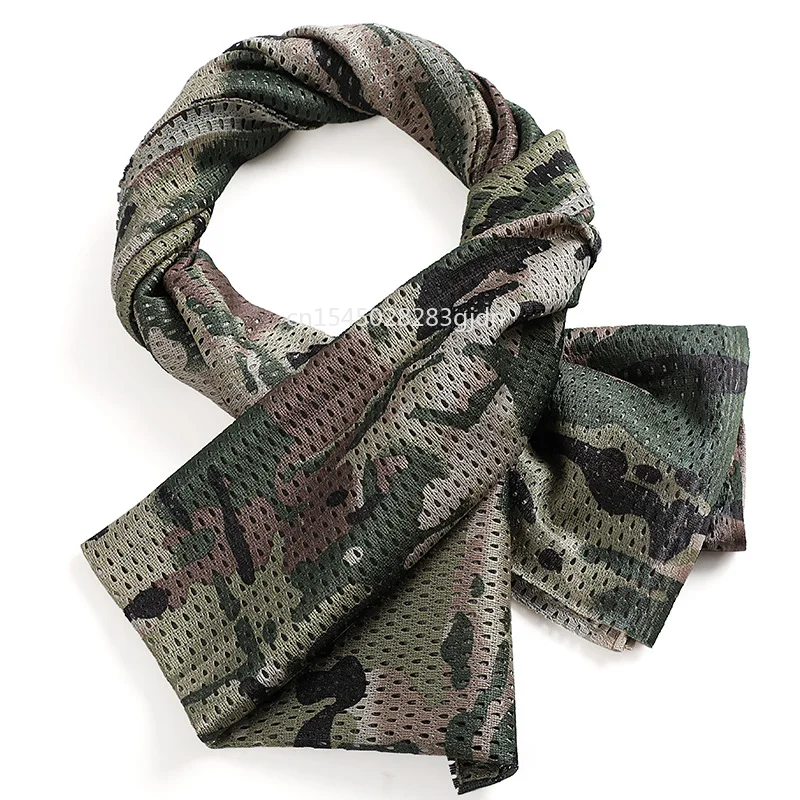 Camouflage Mesh Neck Scarf Sniper Face Scarf Head Wrap for Outdoor Camping Hunting