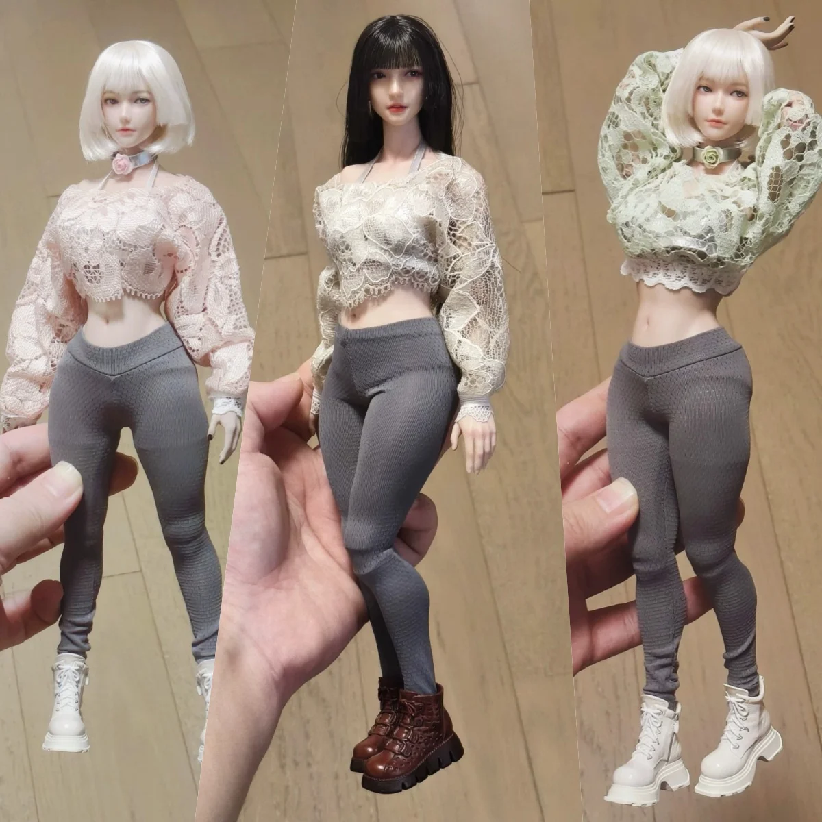 

【Clothing Only】1/6 Scale Female Soldier Clothing Accessories Lace Crop Top Knitted Top Leggings Suit Fit 12''Action Figure Model
