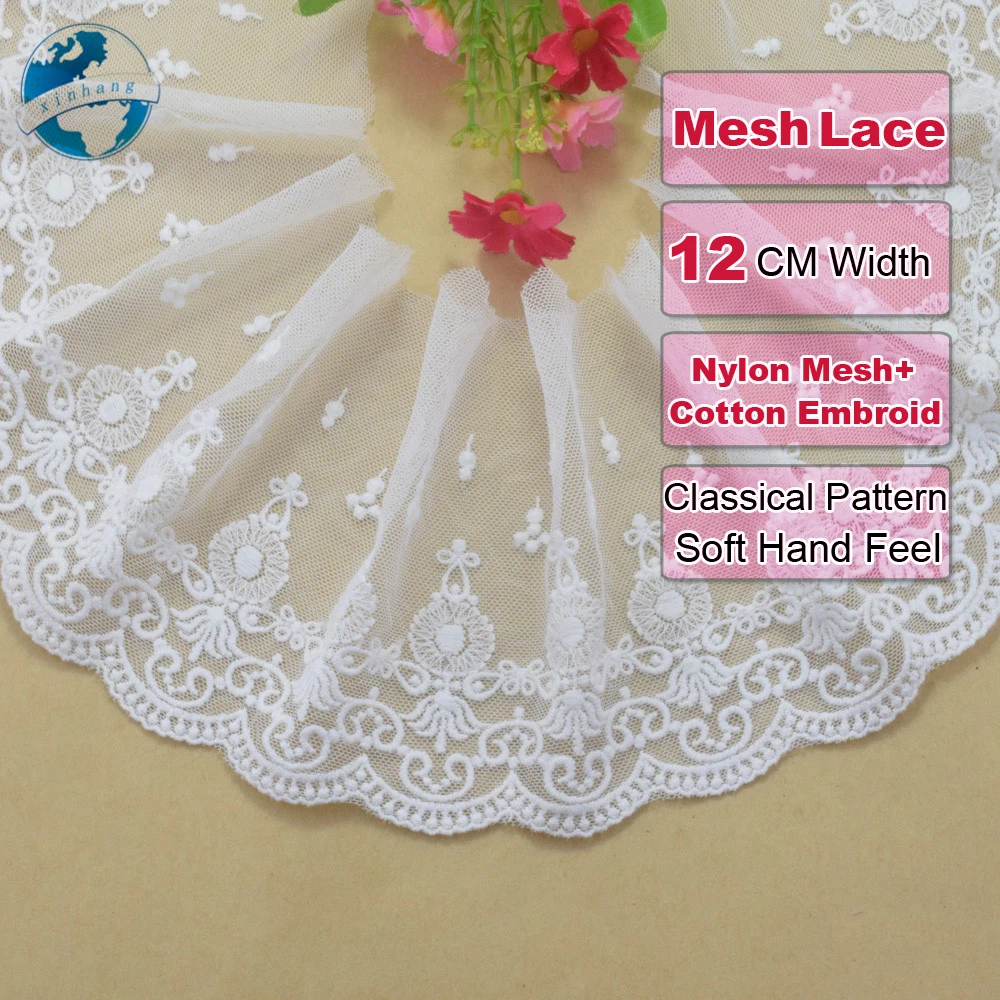 Cotton Embroidery Lace Sewing Ribbon Guipure Trim Wedding Decoration DIY Dolls Colthes Garment Accessories Lace Edge#3395