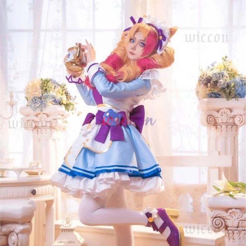 Juego LOL Gwen Cosplay disfraz muñeca peluca Cosplay Anime café Cutie dulce vestido de Lolita mucama Gwen piel @ # ^ &^*s Ropa Trajes Ropa