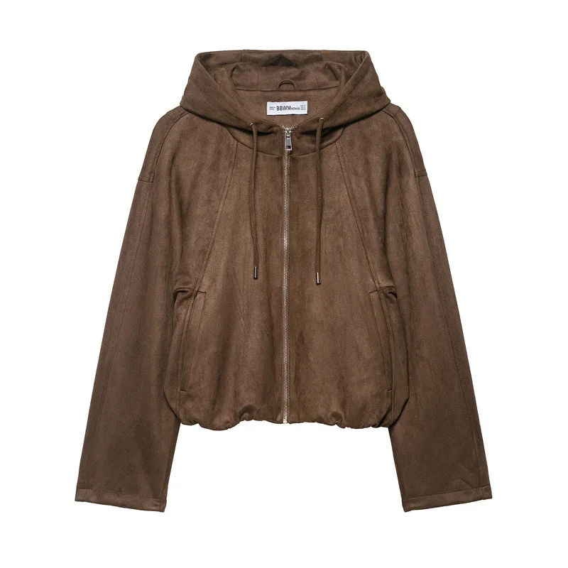 Autumn New Fashion Hooded Suede Textured Jacket