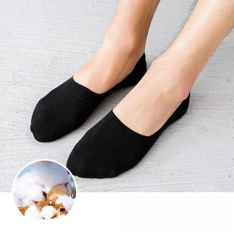 5 paires de chaussettes invisibles en coton pour hommes, couleur Pure, bouche légère, printemps et été, chaussettes simples pour bateau à vent