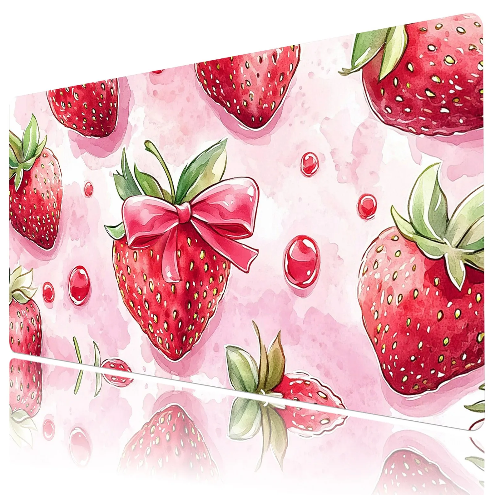 Sweet Fruit Red Strawberry Pink Mouse Pad Large Rubber Anti-slip Desk Accessories Mousepad for Office & Gamer Keyboard Decor Mat