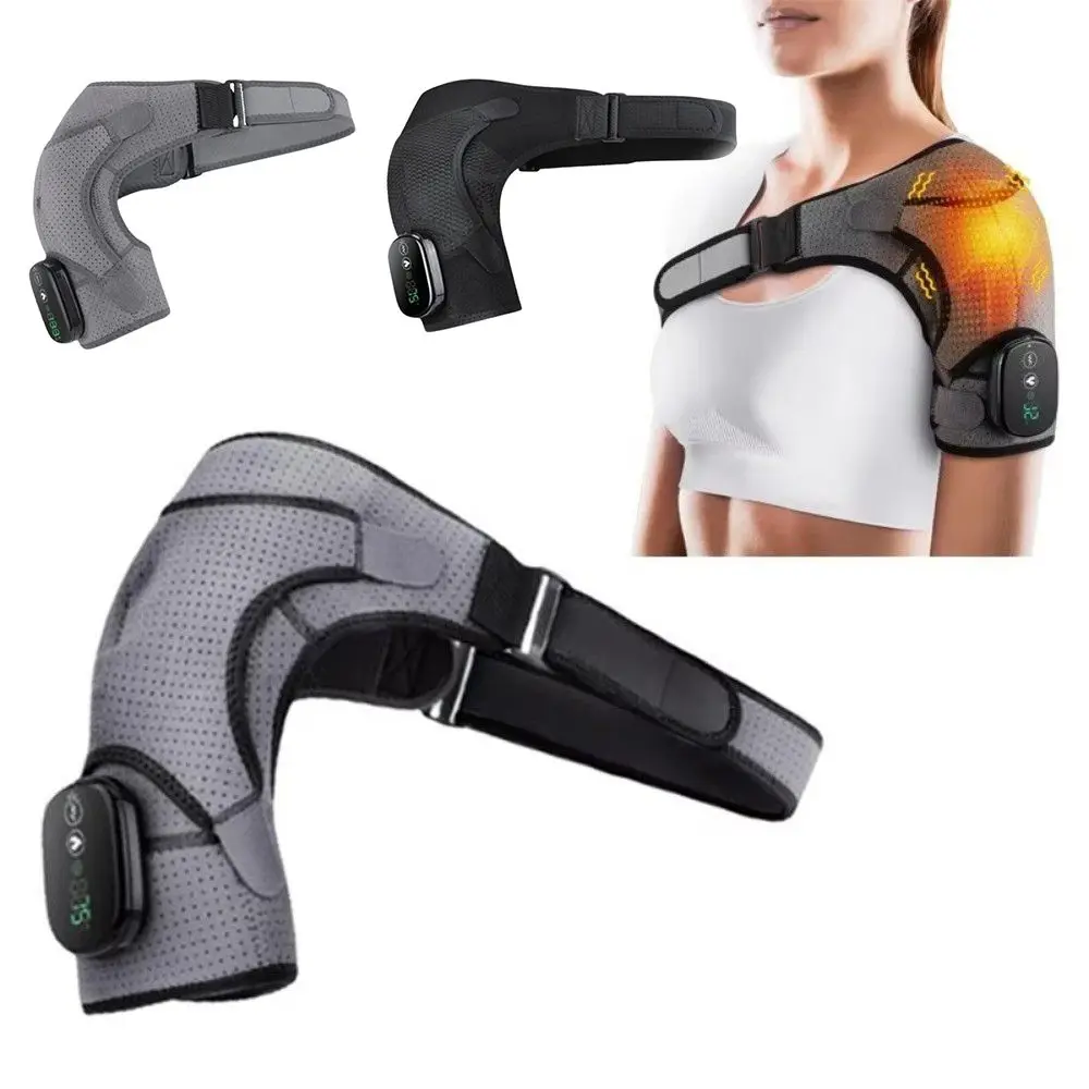 Heating and Vibration Electric Shoulder Massager Non-Slip Rechargeable Heated Shoulder Brace 3 Level Warm Compress
