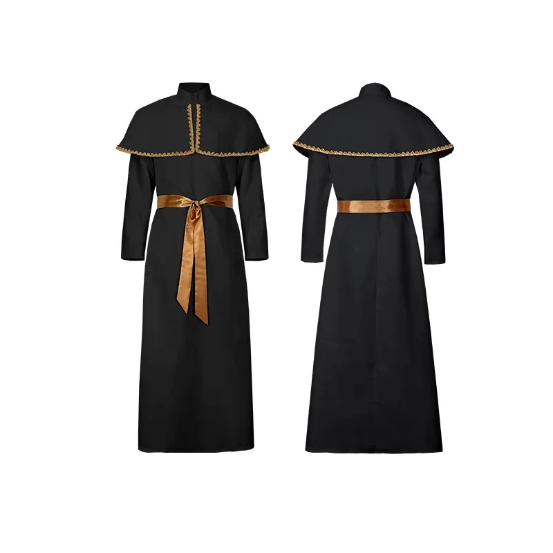 Anime Carnival Easter Purm Long Sleeve Capelet Long Robe White Black Roman Pope Cosplay Costume Medieval Religion Outfits