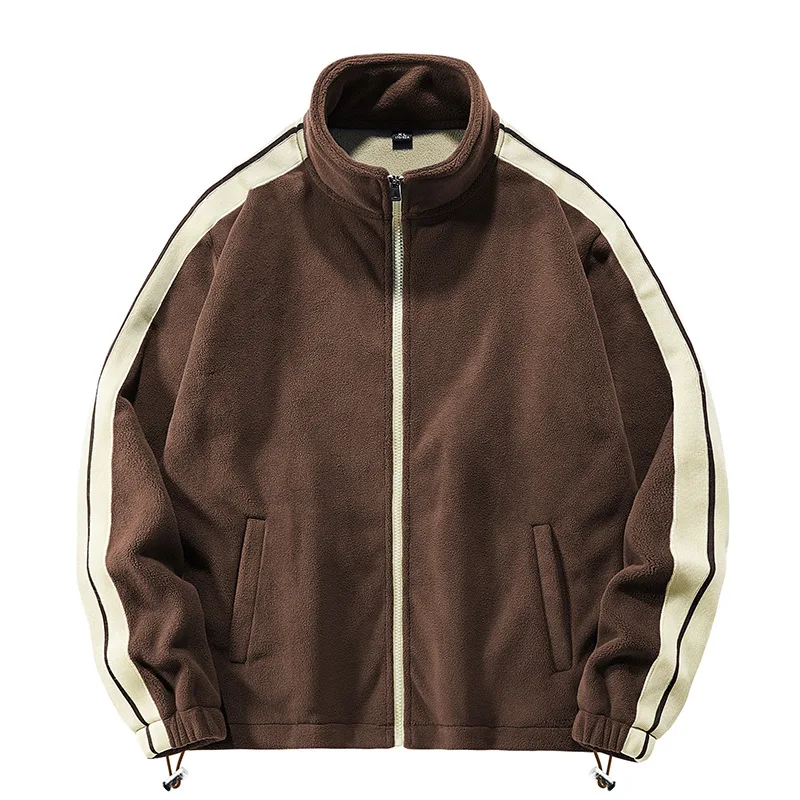2025 New Fashion Men's Color-coded Stand Collar Long Sleeve Casual Trendy Loose Zipper Cardigans Male Clothes Sweatshirts Tops