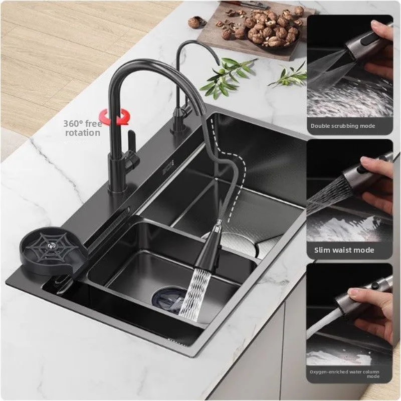Nano thickened kitchen sink stainless steel kitchen under counter basin large single sink