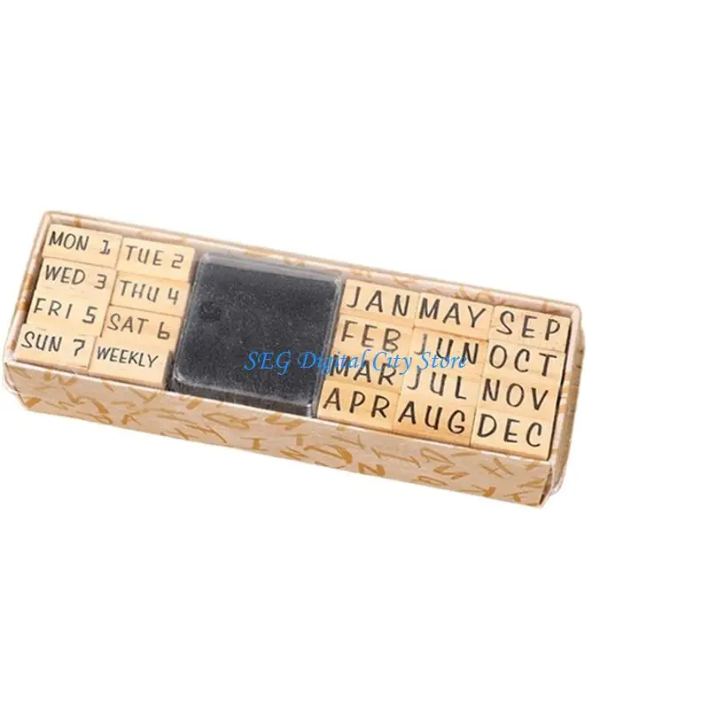 Picture 5: U75B 40Pcs Wooden Letter Number Stamps Multipurpose Design For DIY Crafting Office Use Includes Letters Numbers And Inks Pad