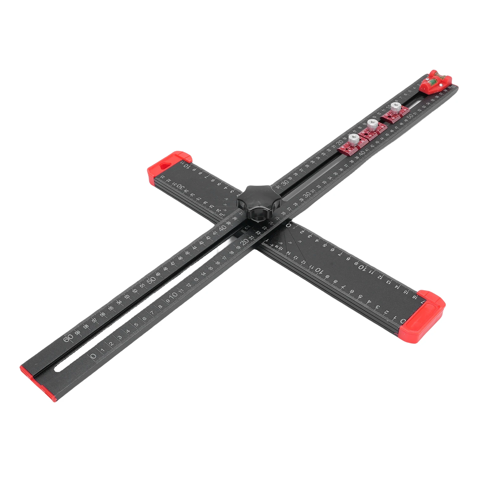 4 in 1 Woodworking T Square 60cm Drilling Positioning Ruler Adjustable Sliding T Square Woodworking Tools Multi Angle Ruler