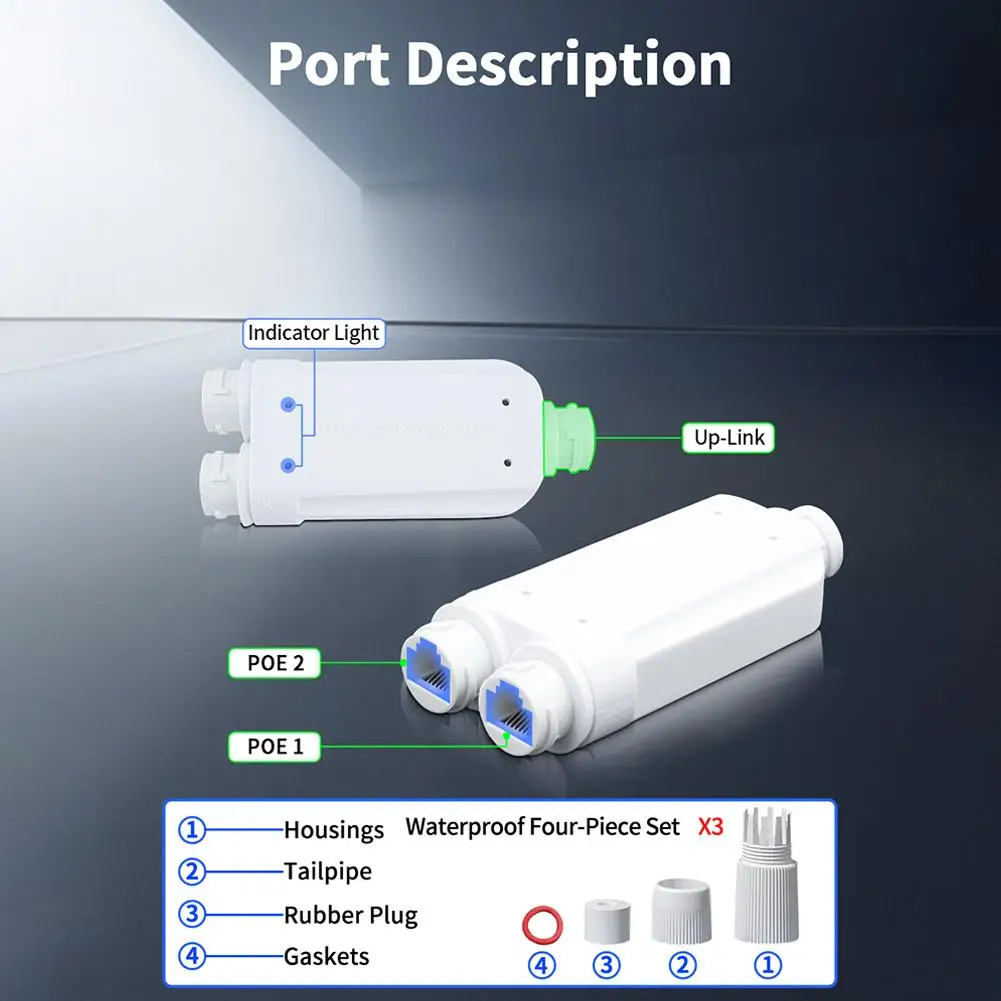 2つのポート、防水、ip66、10/100mbpsを備えたPoeリピーター、1〜2、iee802.3af/at48Vの屋外スイッチおよびカメラ用の拡張機能