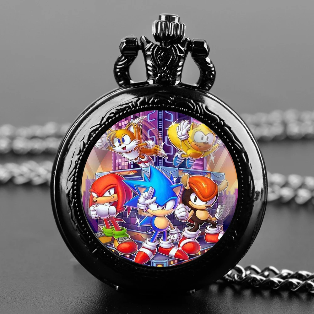 Creative Cartoon Design Glass Dome Practical Quartz Pocket Watch Fob Chain Necklace Mens Kids Gifts Clock Back to School Gifts