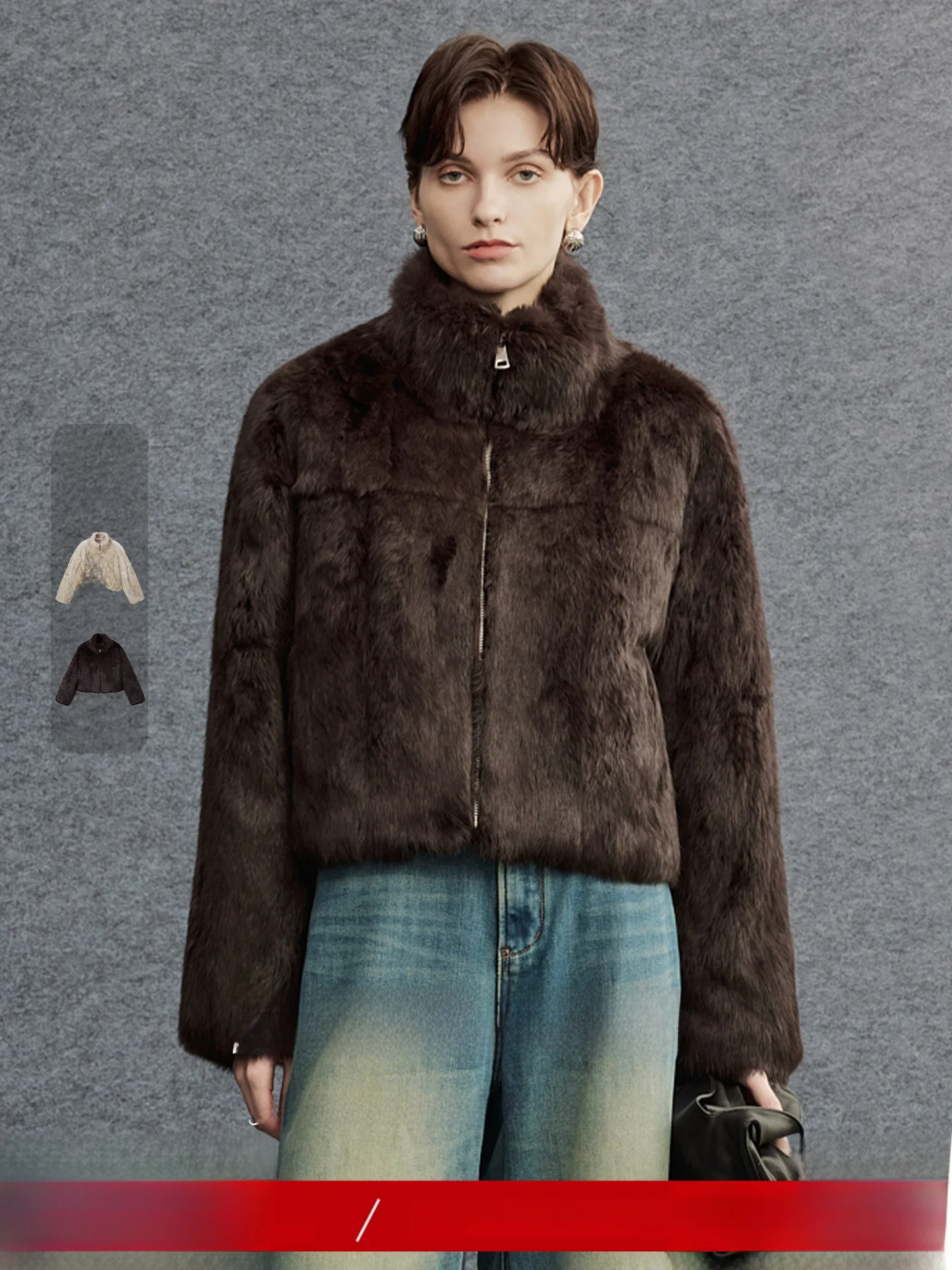 

Пальто из меха кролика Miiine с воротником-стойкой, утепленное, мягкое, яркое, осенне-зимнее, для женщин