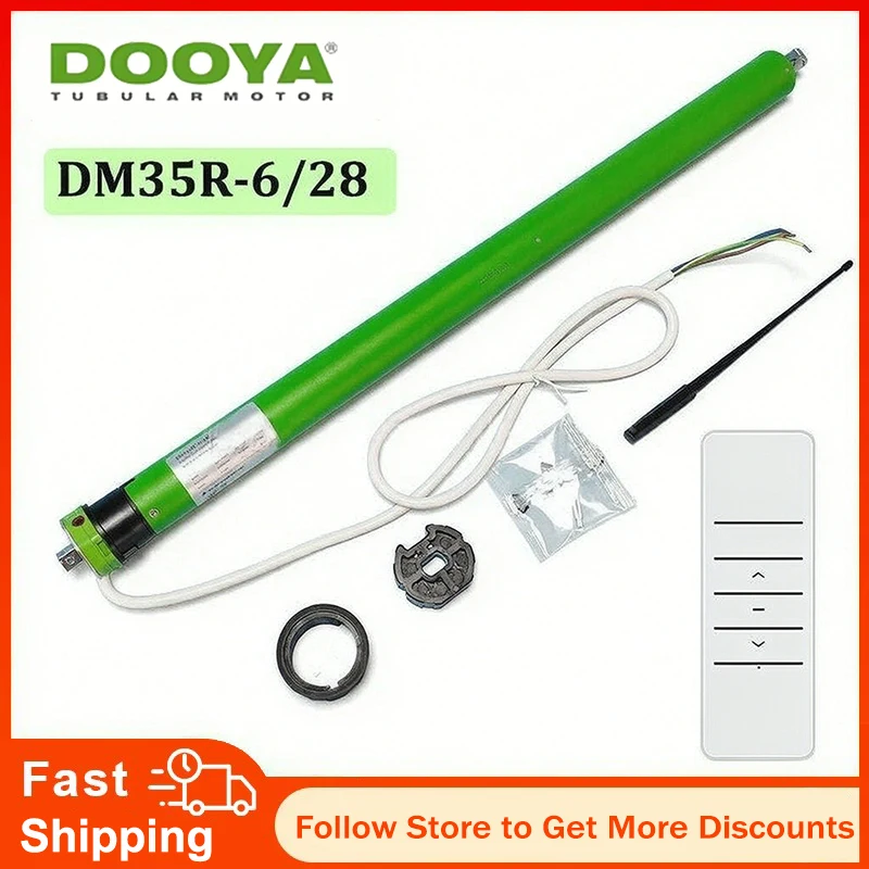 Dooya Silent Fast Rolling Tubular Motor DM35R 6/28 for Rolling Blinds,Rf433 Remote,3 wires, for 40/45/50mm Tube,220/230V 50/60Hz
