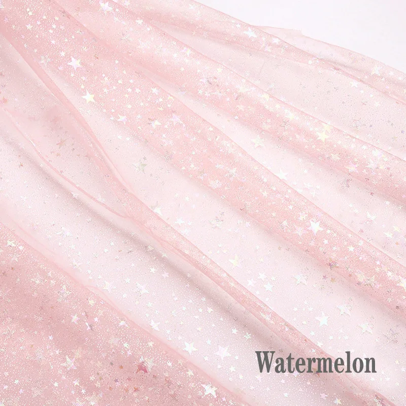 

150*100cm Sparkle Star Tulle Fabric DIY Handmade Gauze Polyester Mesh Tulle for Wedding Party Birthday Tablecover Decor