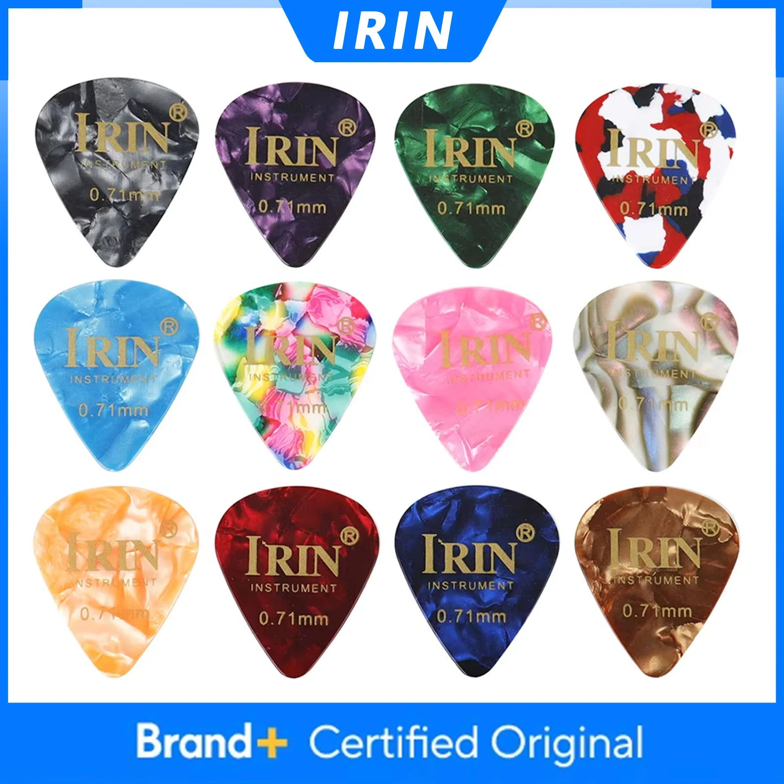 

IRIN 100Pcs Guitar Picks 0.71mm Plectrum Celluloid Colorful Picks Ukulele Electric Guitar Bass Parts & Accessories Random Color