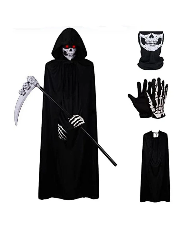 الكبار الاطفال هالوين شيطان أشباح فستان مُصمم حسب الطلب حفلة رجل إمرأة أسود الصراخ الموت شيطان قاتمة ريبر تأثيري الملابس Ecoparty