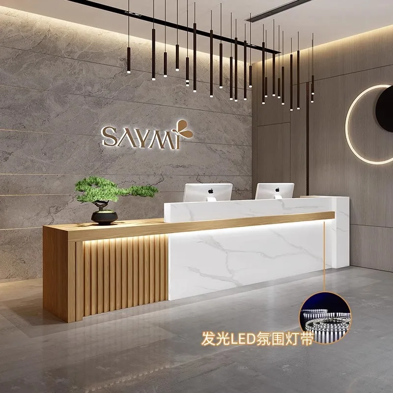 New Chinese style company hotel front desk sales department reception desk beauty salon foot bath health center modern bar check