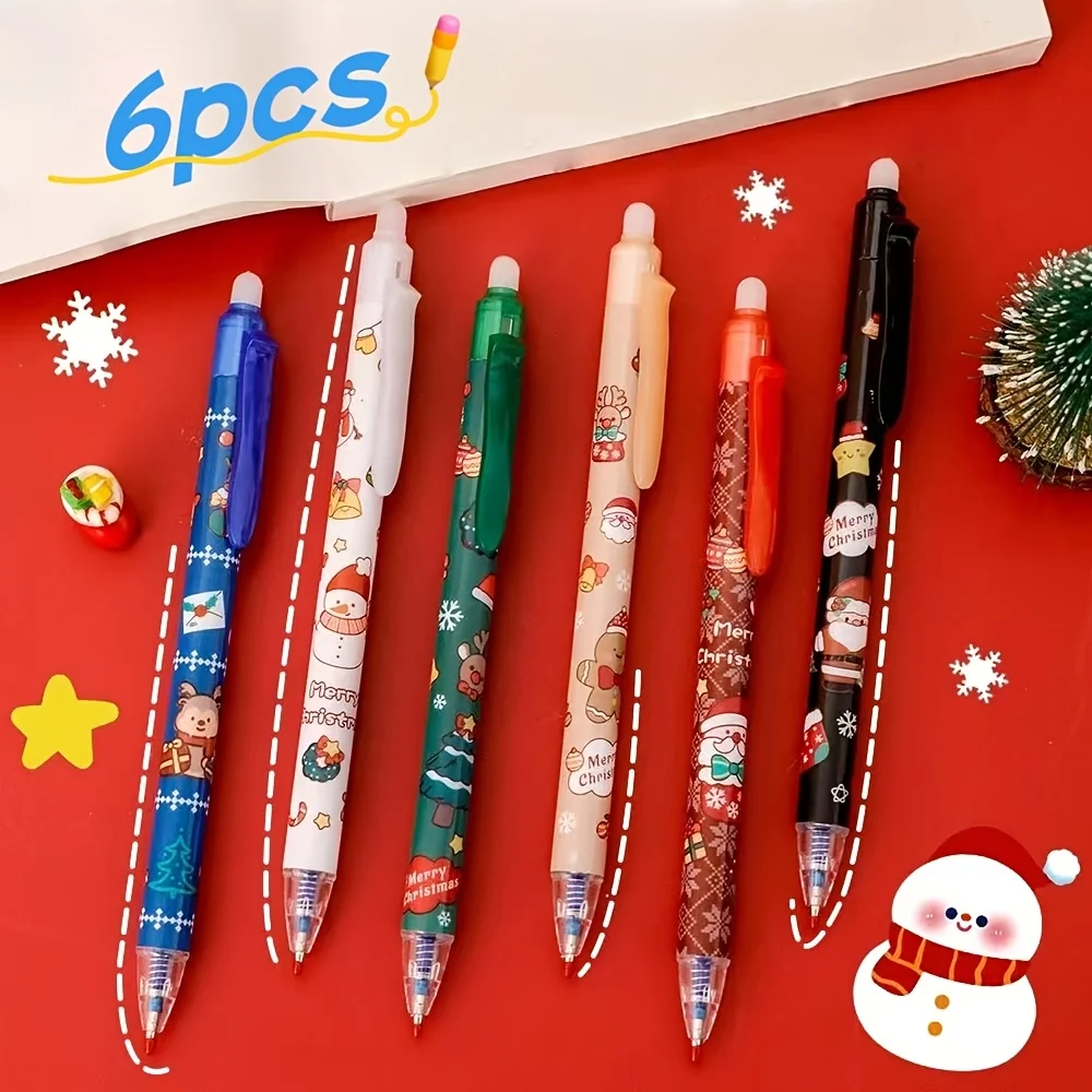 17 قطعة/المجموعة/مجموعة من قلم جل قابل للمسح لعيد الميلاد مع قيمة جمالية عالية، هدية قرطاسية للعطلات، رأس رصاصة 0.5 مم قلم أزرق أساسي