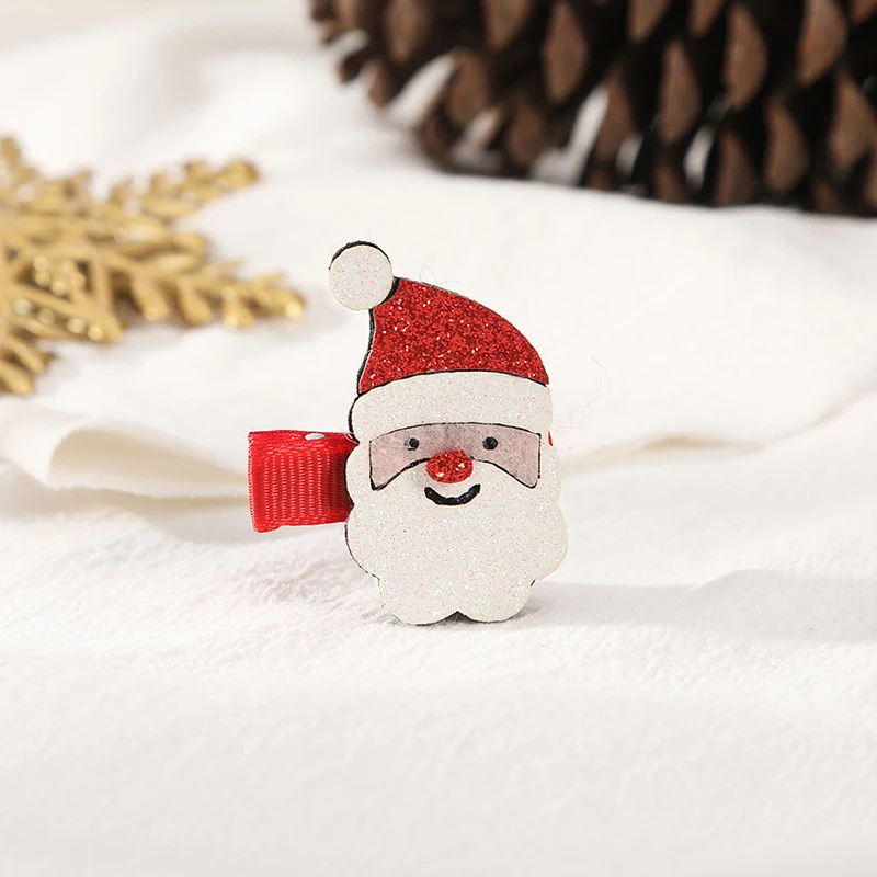 4pcs/set Christmas Hair Clip Santa Claus Elk Duckbill Clips Cute Mini Hair Barrettes Holiday Hair Styling Accessories