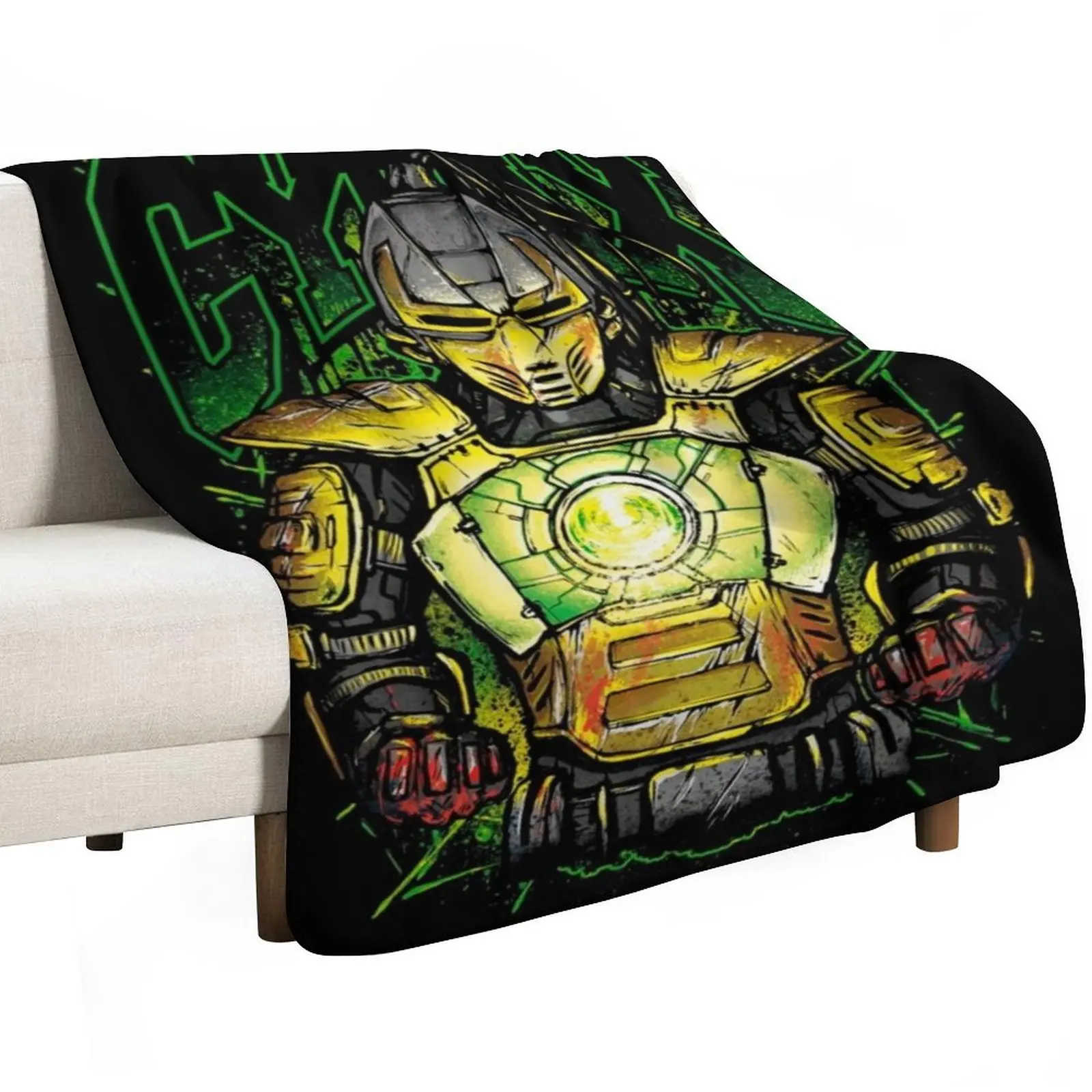 Mortal Kombat Cyrax Throw Blanket Travel Size Cozy Blanket for Plane Train