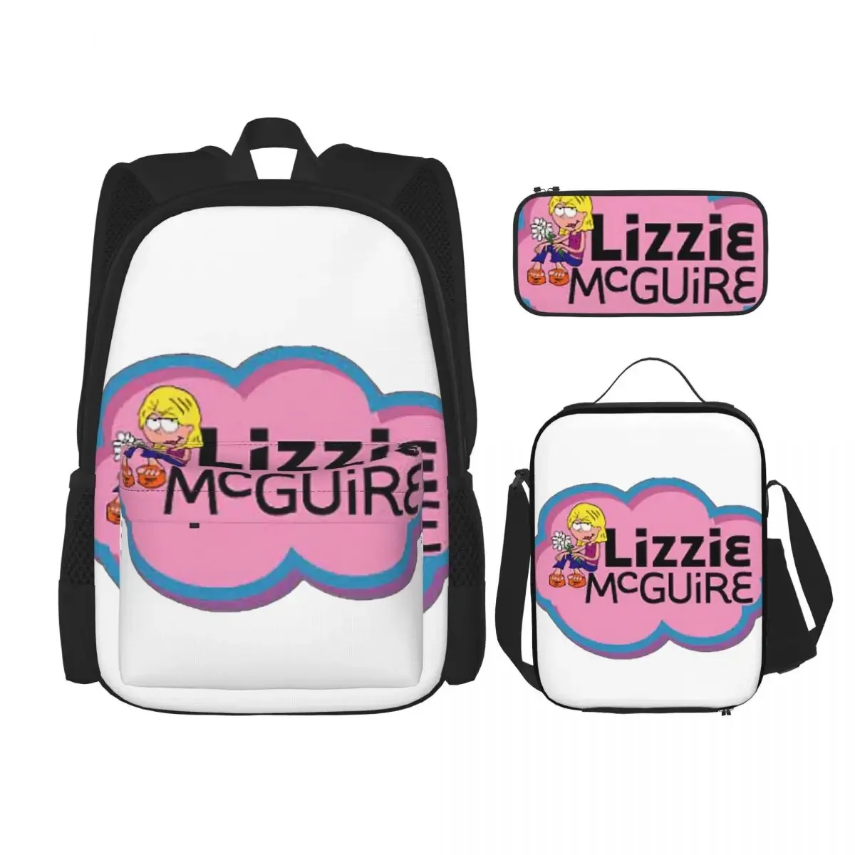 Lizzie Mcguire Backpacks Boys Girls Bookbag Children School Bags Cartoon Kids Rucksack Lunch Bag Pen Bag Three-Piece Set