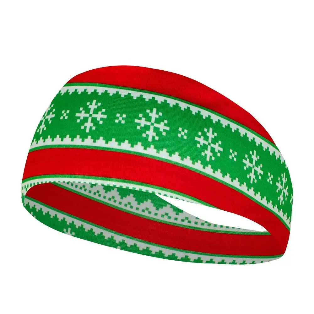 

2PCS GIFT Polyester Christmas Sweat Band Elastic Elk Yoga Hair Band Santa Claus Hair Accessories Men