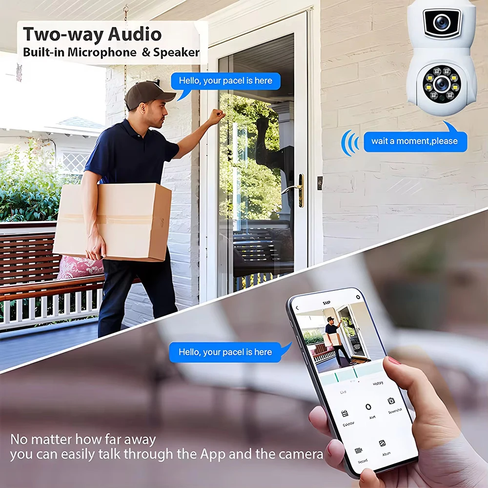 4K 8MP E27 WiFi-camera met dubbele lens, kleuren nachtzicht, automatische IP-camera tracking, tweerichtingsaudio, binnen- en buitengebruik,