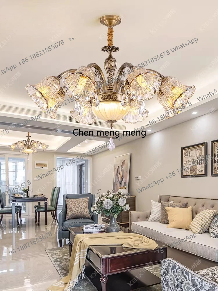 

New products, living room, all-copper lamps, European retro restaurant, simple light luxury crystal lamps