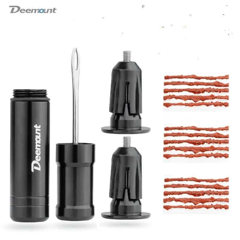 Deemount Original Bicycle Tubeless Tire Repair Tool Tyre Drill Puncture for Urgent Glue Free Repair Optional Rubber Stripe