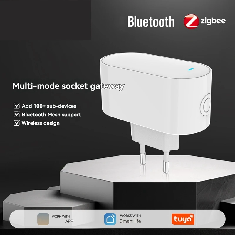 Tuya Zigbee Gateway Hub Multi-Mode Zigbee Gateway Bridge Bluetooth Mesh Hub For Smart Home Automation EU Plug