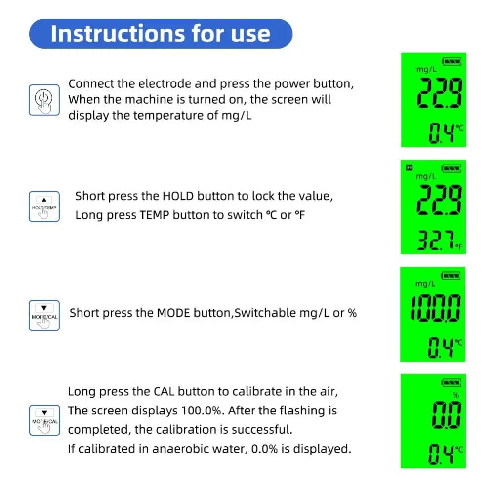 0-40mg/L Dissolved Oxygen Meter Digital Sensitive probe Oxygen Concentration Tester Plastic Professional Water Quality Analyzer