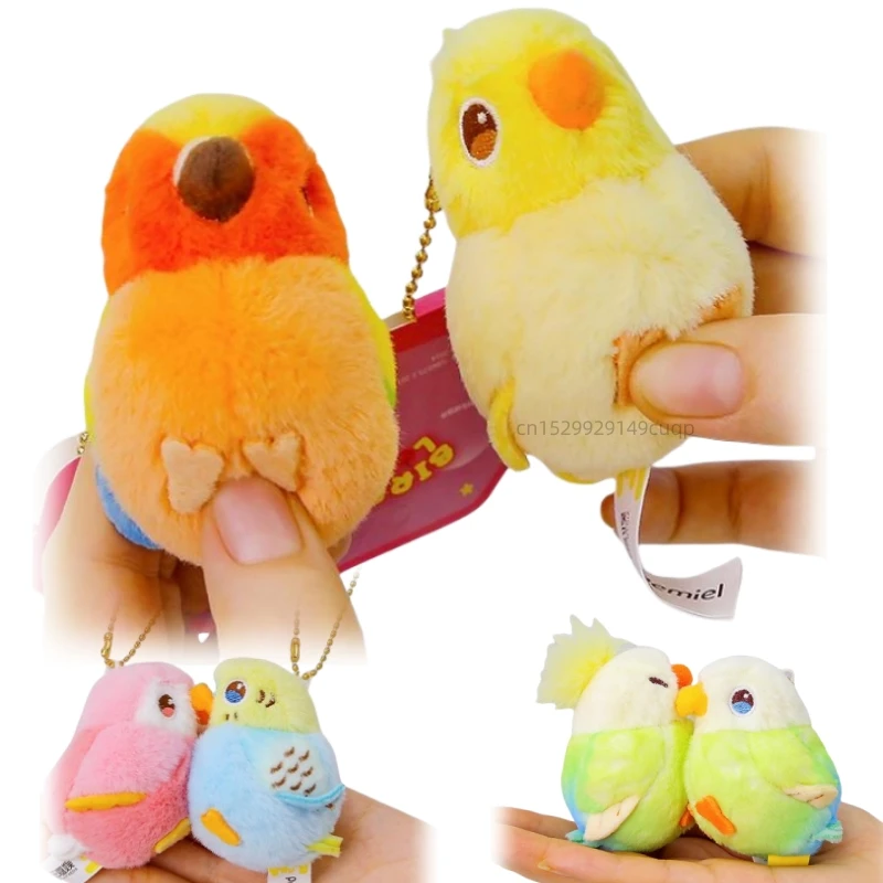 6cm Cartoon Couple Birds Plush Toy Pendant Home Decor Fun Parrot Combination Gift for Girlfriend Valentine's Day