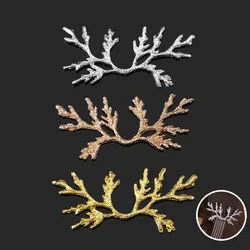 10pcs/lot 25x59mm Bridal Metal Pine Tree Branch Brass Filigree Flower Wrap Connectors for Diy Jewelry Making Wedding Headdress