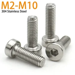 2/5/10/20pcs M2 M2.5 M3 M4 M5 M6 M8 M10 304 Stainless Steel DIN7984 Hex Socket Hexagon Thin Short Low Cap Head Screw Bolt