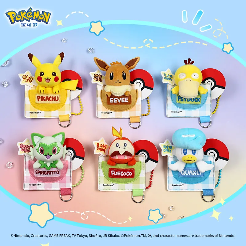 pokemon-official-genuine-plush-badge-patch-series-pikachu-psyduck-eevee-sprigatito-fuecoco-quaxly-collectible-ornaments-toy-gift