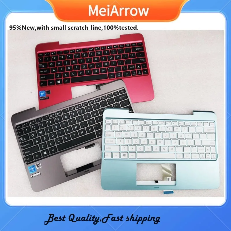 MEIARROW        95%New/Orig Keyboard for Asus T100H Mobile Dock T100HA Tablet 2-in-1 Palmrest US Keyboard upper cover,No battery