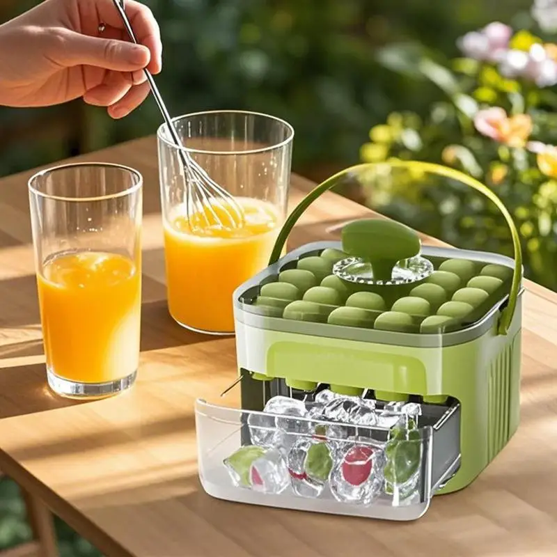 

Drawer-type Ice tray with Handle Portable Ice Storage Box Easy Release Household Refrigerator Press-type Cube Maker