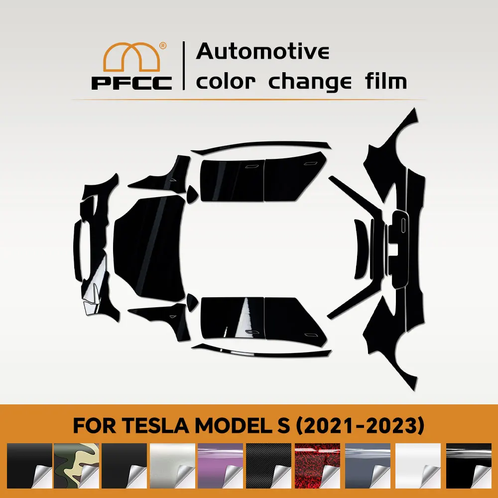 

PFCC Car Color Change Film For Tesla Model S 2021-2023 Car Modification Self-adhesive Sticker Vinyl Wrap Car Styling DIY Decals