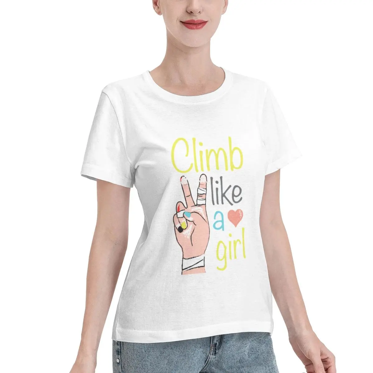 All Body Type Climb Like A Girl Women's T-shirt Night Out Minimalist Tshirt