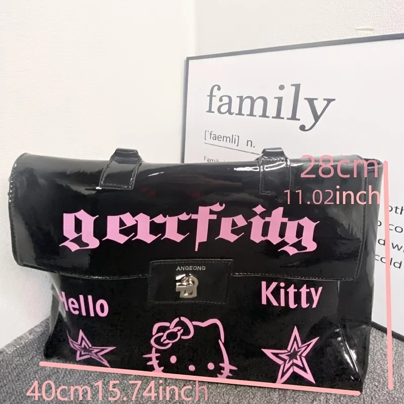 Sanrio Hello Kitty Black Pink Hot Girl One Shoulder Handbag Sweet Cool Girl Multi Functional Shoulder Bag Fashion Girl Handbag