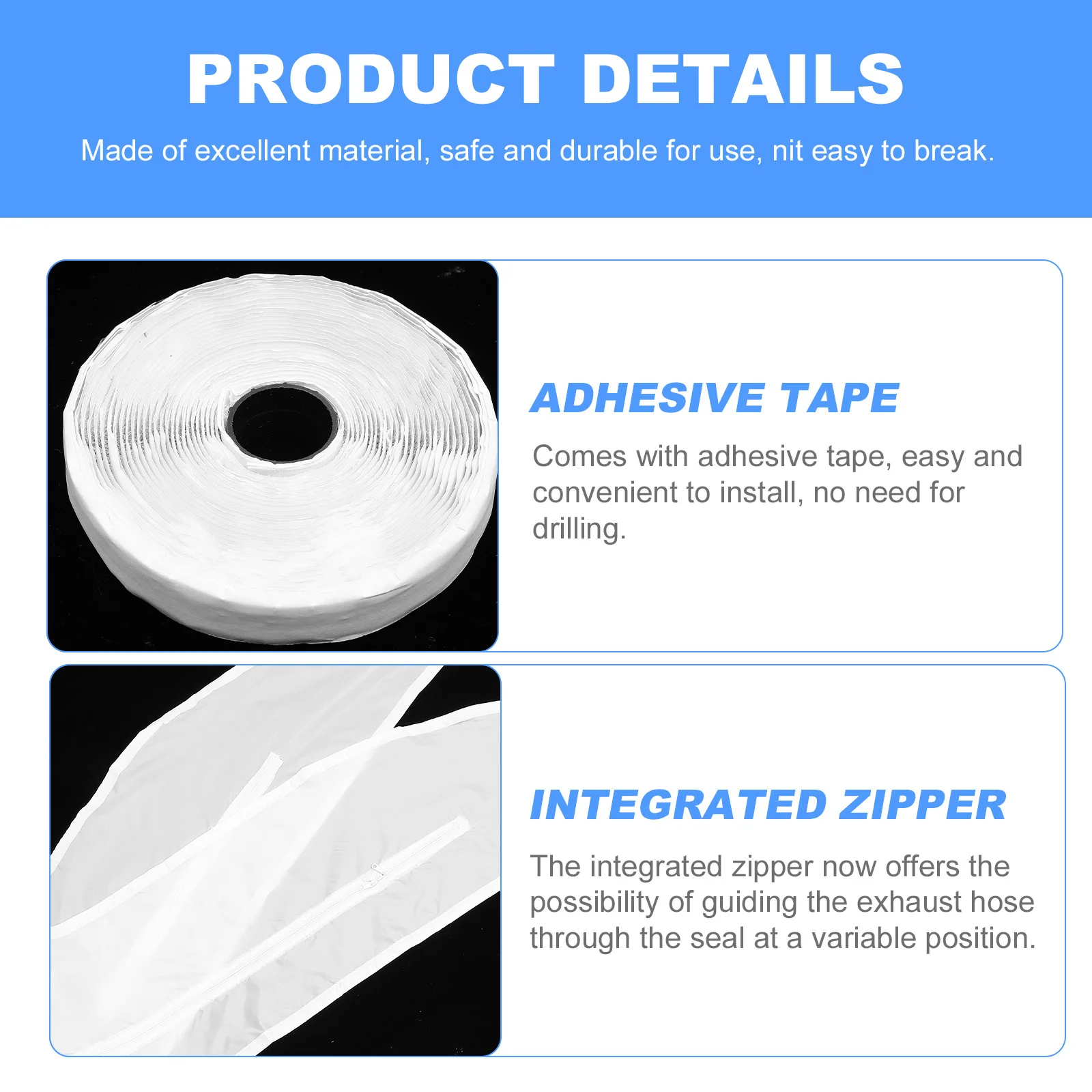 ผ้าซีลแอร์ ผ้าซีลหน้าต่างแบบอ็อกซ์ฟอร์ด อุปกรณ์เสริมแอร์เคลื่อนที่ ท่อระบายอากาศแบบมีซิป